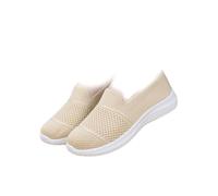 Chaussures d'été pour femme d'âge moyen et seniors, baskets de marche orthopédiques confortables, antidérapantes, légères et plates avec soutien de la voûte plantaire, kaki, 0 UK