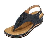 Chaussures d'été pour femme Sandales à fleurs : sandales d'été élégantes avec talon Sandales vintage Mules légères orthopédiques confortables pour femme Sandales compensées élégantes Sandales de plage