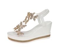 Chaussures d'été pour femme - Sandales compensées à plateforme tendance - Décoration papillon - Strass - Populaires parmi les filles - Chaussures bohémiennes - Chaussures à plateforme - Chaussures de