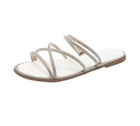 Chaussures d'été pour femme - Sandales plates pour femme - Strass - Paillettes - Chaussures d'été lavables - Pour la plage, les vacances, la plage - Sandales de plage antidérapantes et légères