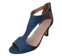 Chaussures d'été pour femmes 2026 Mode européenne Américaine Retour Fermeture éclair Poisson Bouche Sandales Femmes Été Commerce Extérieur Élégant Confort Chaussons Noirs, bleu, 37 EU Large