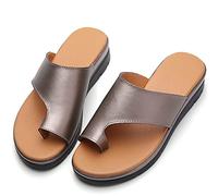 Chaussures d'été pour femmes en cuir véritable pour femmes Pantoufles compensées Sandales orthopédiques Correcteur d'oignons,Or,40 (Argent 37 EU)