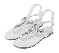 Chaussures d'été tendance pour femme - En cuir - Boucle à crochet - Double sangle de cheville - Fond plat - Antidérapantes - Couleur unie - Pour vacances, bal, fête, plage, camping, rue - Légères et