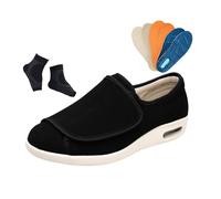 Chaussures D'extérieur Diabétiques Et Œdèmes Personnes Âgées, Chaussures Orthopédiques Respirantes Et Réglables Pour Diabétiques Pour Homme Avec 3 Paires De Semelles De Rechange(B black,39 EU)
