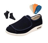 Chaussures D'extérieur Diabétiques Et Œdèmes Personnes Âgées, Chaussures Orthopédiques Respirantes Et Réglables Pour Diabétiques Pour Homme Avec 3 Paires De Semelles De Rechange(Dark blue,40 EU)
