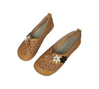 Chaussures d'extérieur pour femmes Loisirs Chaussures de plage creuses Motif floral Chaussures de loisirs Mode Bout rond Chaussures en cuir légères et confortables Chaussures simples Mary Jane