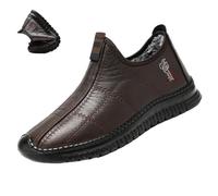 Chaussures d'hiver antidérapantes thermiques pour homme - Bottes de neige orthopédiques douces et imperméables - Légères et chaudes - Doublure en fourrure, café, 44 EU