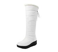Chaussures d'hiver au-dessus du genou pour femme - Bottes de neige chaudes - Imperméables - En coton - Bottes de neige pour femme - Bout rond - Épais - Confortables - Coton chaud - Pour fille