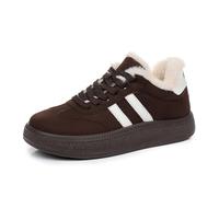 Chaussures d'hiver décontractées rétro doublées chaudes avec semelle souple Chaussures de course confortables Chaussures de mode polyvalentes pour tout le monde, marron, 41 EU