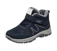 Chaussures d'hiver doublées pour femme - Bottes d'hiver chaudes - Antidérapantes - Chaussures de trekking légères - Chaussures basses classiques - Chaussures de randonnée confortables, bleu, 44 EU