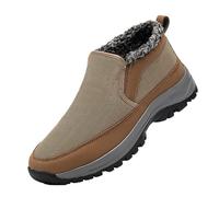 Chaussures d'hiver doublées pour homme - Chaudes et antidérapantes - Idéales pour papa et grand-père, marron, 43 EU