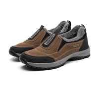 Chaussures d'hiver imperméables à enfiler pour homme, doublées de fourrure, chaudes, antidérapantes, pour temps froid, chaussures d'extérieur décontractées et légères, kaki, 50 EU