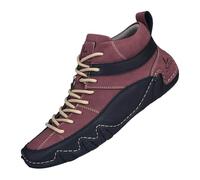 Chaussures d'hiver pieds nus pour homme - Confortables et chaudes - Avec large boîte à orteils - Avec fermeture éclair - Antidérapantes - Chaussures de trekking confortables à enfiler, rouge, 39 EU