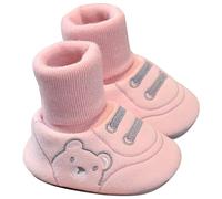 Chaussures d'hiver pour bébés, chaussons pour bébés 0-6 mois, chaussons pour bébés imprimés d'ours, chaussons pour bébés antidérapants, chaussettes confortables pour garçons et filles(rose, 11cm)