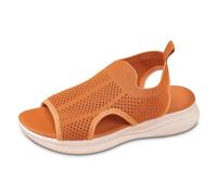 Chaussures d'hiver pour femme à bout ouvert pour la vie quotidienne, tige en maille respirante et semelle plate confortable pour tenues d'été Sandales pour femme Noir 40, Orange, 40 EU