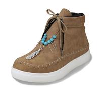 Chaussures d'hiver pour femme - Bottines pour femme - Pour rester au chaud - Mode d'hiver - Style éthique - Chaussures de loisirs, kaki, 39 EU