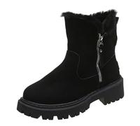 Chaussures d'hiver pour femme - En cuir non tissé - Imperméables - Bottes de neige - Bottes de randonnée - Chaussures d'hiver - Bottes de lune doublées, Noir , 42 EU