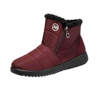 Chaussures d'hiver pour femme - En non-tissé - Chaudes - En cuir - Talon lune - Chaussures d'hiver doublées, rouge, 44 EU