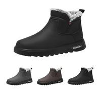 Chaussures d'hiver pour femme - Largeur H - Bottines pour femme - Doublées - Bottes de neige plates - Antidérapantes - Chaussures de ski légères - Bottes de randonnée - Bottes à enfiler - Chaussures