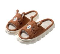Chaussures d'hiver pour femmes couples masculins et féminins, figurine mignonne de dessin animé avec orteils exposés, lapin, ours, chaussons mignons en lin pour quatre saisons, chaussons d'affaires