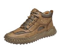 Chaussures d'hiver pour homme - Doublées - Chaussures de sécurité - Légères - Respirantes - Antidérapantes - Bottes de neige - Chaussures d'extérieur en cuir synthétique, kaki, 43 EU