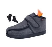 Chaussures Diabétiques Pieds Gonflés, Chaussures D'hiver Thermiques Ajustables Pour Hommes Raffermissantes Et Élargissantes Pour Le Diabète Et L'œdème, Marche En Extérieur Facile(Black gray,42 EU)