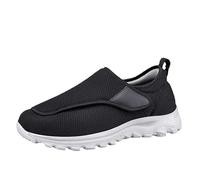 Chaussures diabétiques pour homme - Extra larges - Soutien de la voûte plantaire - Chaussures de marche orthopédiques avec sangle réglable pour pieds enflés, Noir , 39 2/3 EU