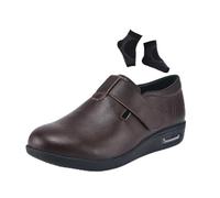 Chaussures Diabétiques Pour Hommes, Chaussures Confortables En Cuir Ajustables Et Respirantes Pour Pieds Gonflés, Baskets D'extérieur Légères Et Antidérapantes, Personnes Âgées Arthrite(Marrone,50 EU)