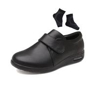 Chaussures Diabétiques Pour Hommes, Chaussures Confortables Larges Réglables Et Antidérapantes Pour Diabétiques, Baskets De Marche Avec Fermeture Œdèmes, Douleurs Aux Pieds Aux Pieds(Black,48 EU)