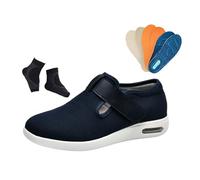 Chaussures Diabétiques Pour Hommes, Chaussures Orthopédiques D'été Respirantes Et Ajustables Pour Diabétiques, Chaussures De Marche Antidérapantes À Semelles En Caoutchouc Plantaire(Dark blue,41 EU)