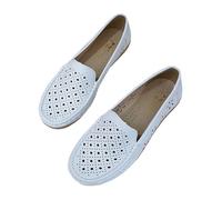 Chaussures D'infirmière De Travail Confortables pour Femmes, Chaussures D'infirmière De Travail Antidérapantes Et Respirantes À Enfiler pour Femmes, Mocassins De Bateau Chaussures(White,42 EU)