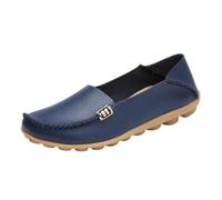 Chaussures D'infirmière De Travail Confortables Pour Femmes, Mocassins Respirants Antidérapants En Cuir À Plateforme À Enfiler Pour Femmes, Chaussures Plates Antidérapantes Essuyables(Dark blue,41 EU)