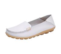 Chaussures D'infirmière De Travail Confortables pour Femmes, Mocassins Respirants Antidérapants en Cuir À Plateforme À Enfiler pour Femmes, Chaussures Plates Antidérapantes Essuyables(White,40 EU)