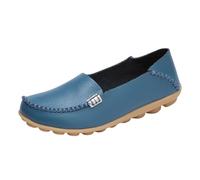 Chaussures D'infirmière De Travail Confortables pour Femmes, Mocassins Respirants Antidérapants en Cuir À Plateforme À Enfiler pour Femmes, Chaussures Plates Antidérapantes Essuyables(Blue,40 EU)