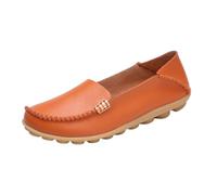 Chaussures D'infirmière De Travail Confortables pour Femmes, Mocassins Respirants Antidérapants en Cuir À Plateforme À Enfiler pour Femmes, Chaussures Plates Antidérapantes Essuyables(Orange,38 EU)