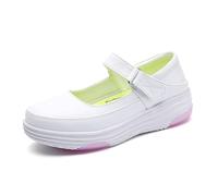 Chaussures D'infirmière Légères Pour Femmes, Chaussures Orthopédiques De Marche Respirantes Et Antidérapantes En Cuir À Ressort Pour Soins Infirmiers, Allaitement Confort Mode(White pink,40 EU)