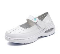 Chaussures d'infirmière légères pour Femmes, en Cuir antidérapant, Confortables pour Rester Debout Toute la journée(White 2,38 EU)