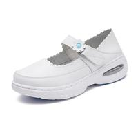 Chaussures d'infirmière légères pour Femmes, en Cuir antidérapant, Confortables pour Rester Debout Toute la journée(White 1,34 EU)