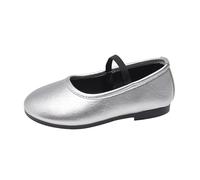 Chaussures d'intérieur pour enfant 26 Bowknot Premières chaussures à boucle Sangle Toddler Bas souple Respirant Chaussures de princesse Baskets pour filles et femmes, argenté, 31 EU