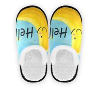 Chaussures d'intérieur pour homme et femme - Polaire corail antidérapante - Semelle en caoutchouc - Chaudes - Pour la maison, le bureau, le voyage, le yoga - M, Bonjour Cartoon Cute Yellow Banana