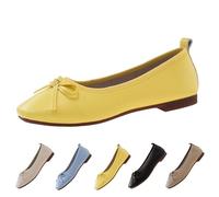 Chaussures élégantes d'été vernies pour femme - Ballerines plates - Ballerines fermées - Bout rond - Mocassins classiques - Chaussures à enfiler - Chaussures de randonnée - Chaussures basses, Jaune Z1