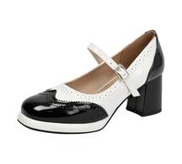 Chaussures élégantes pour femme - Bloc de couleurs - Chaussures de danse - Chaussures de danse - Talon bloc - Bout rond - Escarpins pour mariage, fête de la bière, bureau et fête, Blanc., 39 EU