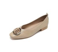 SUCHETA Chaussures en Cuir à Talons Bas pour Femmes Bloc Bout carré Talons Hauts Talons Moyens Pompes Patchwork Couleur Petite Boucle d'or Péplum décontracté Semelle Souple Noir Chaussures de Travail