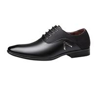 Chaussures en Cuir de Classique pour Hommes à Enfiler en Cuir PU en Caoutchouc à Talon Bloc Bottes Homme Cuir (Black, 48)