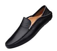 Chaussures en Cuir for Hommes, Mocassins à Enfiler, Confortables, à Semelle Souple, Bout Rond, Style décontracté, habillé, Formel, Bal Promo, cérémonie Sociale(Black,43 EU)