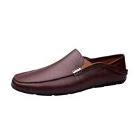 Chaussures en Cuir for Hommes, Mocassins à Enfiler, Confortables, à Semelle Souple, Bout Rond, Style décontracté, habillé, Formel, Bal Promo, cérémonie Sociale(Brown,44.5 EU)