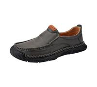 Chaussures en Cuir Homme - Grandes Tailles - Légères - Mocassins d'affaires - sans Lacets - Chaussures Plates Confortables - Pieds Larges - Chaussure De Costume pour Le Quotidien Gris 42