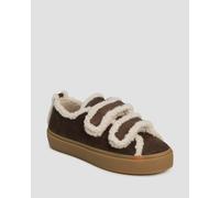 Chaussures En Cuir Marron Pour Femmes Inuikii Shearling Low Velcro 10010010231152-dark-brown