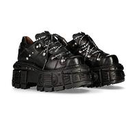 Chaussures en cuir militaire unisexe New Rock Original Plateforme M.TANK120NSHLACE-S1 - Noir - Noir , 37 EU EU