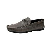 Chaussures en Cuir Noires for Hommes, Style Italien, Mocassins Tendance avec nœud Papillon, Chaussures Plates for Hommes, Chaussures soirée et Mariage Faites à la Main(Gray,42 EU)